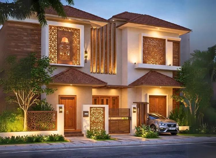 Timeless completed residential house exterior in India
